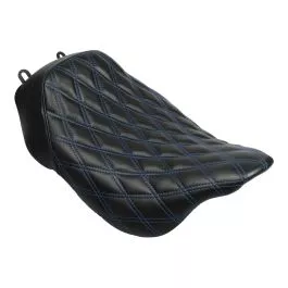 HogWorkz Alpha Solo Seat for Harley Touring ’08-’23 (Diamond / Blue Stitch) – HW122025