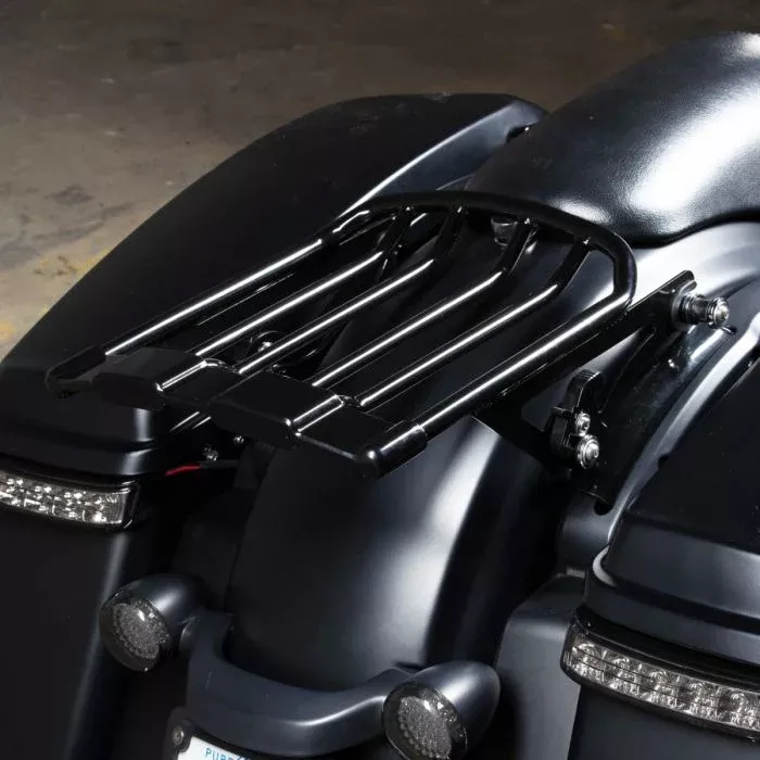 HogWorkz Black Air Glide Two Up Luggage Rack for Harley Touring ’09-’26 – HW129347