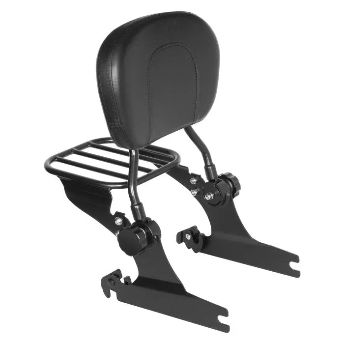 HogWorkz Black Sissy Bar Backrest & Luggage Rack for Harley Softail / Fatboy / Night Train - HW157118