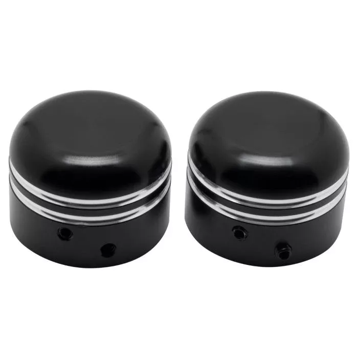 HogWorkz Contrast Cut Black Front Axle Nut Covers for Harley-Davidson Motorcycles – HW163016