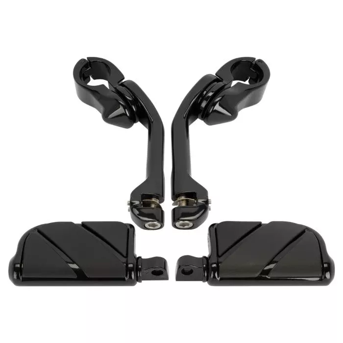 HogWorkz Long Angled Adjustable Highway Foot Pegs & Clamps | Black - HW157031