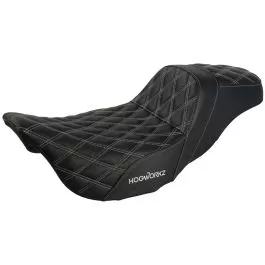 HogWorkz Rise Up Seat for Harley Touring ’08-’23 (Diamond / Silver Stitch) – HW122004