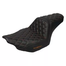 HogWorkz Rise Up Seat for Harley Touring ‘23.5-’26 (Diamond / Orange Stitch) – HW122034
