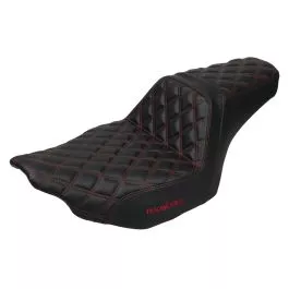 HogWorkz Rise Up Seat for Harley Touring ‘23.5-’26 (Diamond / Red Stitch) – HW122031