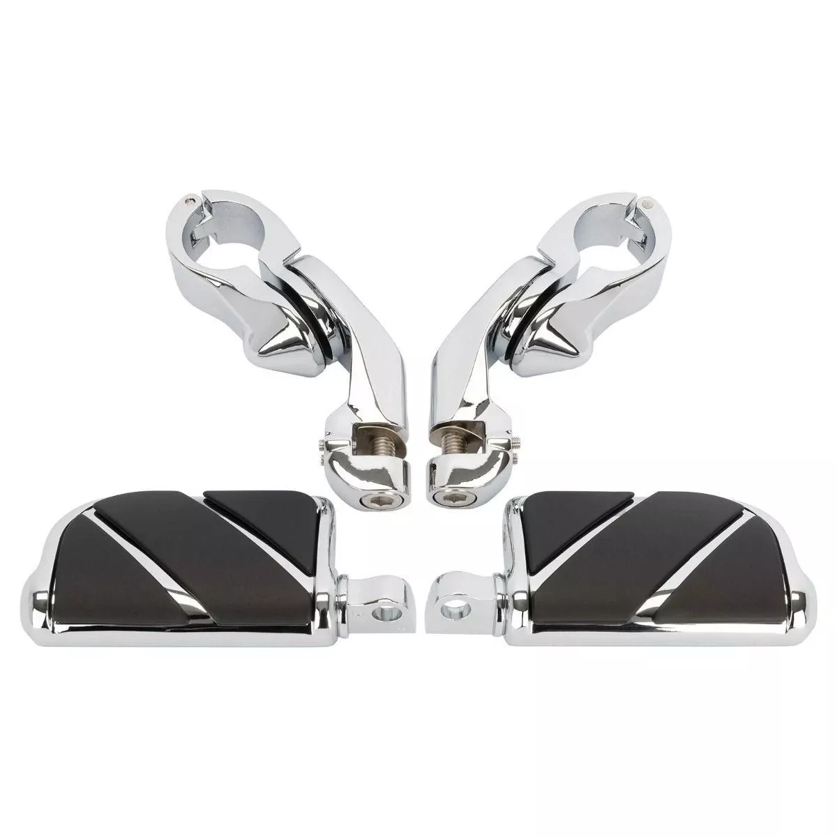 Hogworkz Short Angled Adjustable Highway Foot Pegs & 1.25" Clamps (Select Finish)