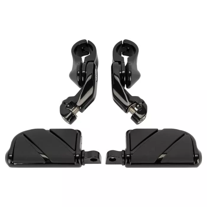 HogWorkz Short Angled Adjustable Highway Foot Pegs & Clamps | Black - HW157033