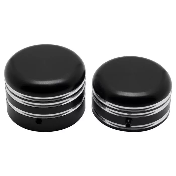 HogWorkz Softail & Dyna Rear Axle Nut Covers for Harley-Davidson | Contrast Cut Black – HW163020