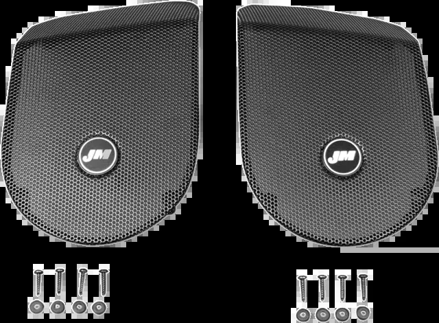 J&M Black Motorcycle Saddlebag Lid Speaker Grill Set 98-13 Harley Touring FLHX