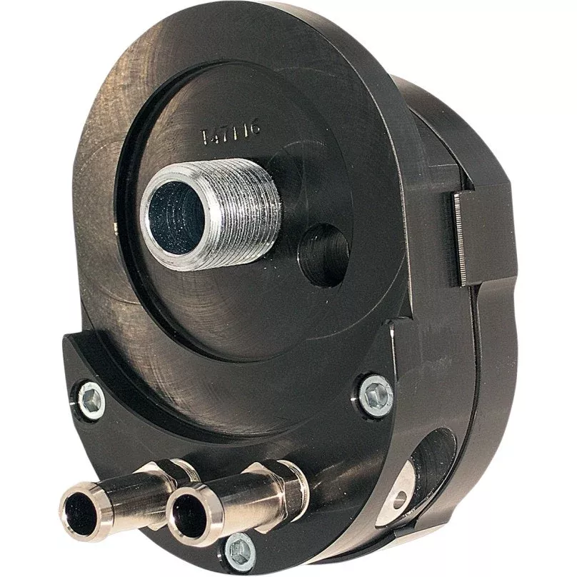 Jagg 4700 Black Oil Filter Adapter w/ Automatic thermostat Harley Twin Cam