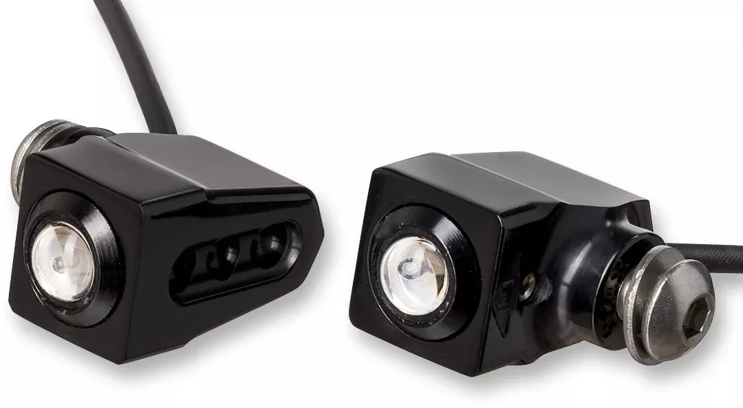 Joker Machine Rat Eye Black Single Amber LED Pair Motorcycle Turn Signals Harley