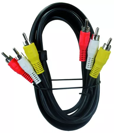 JR Products 47935 RCA/AV Tri-Cable Jumper - 6 Feet