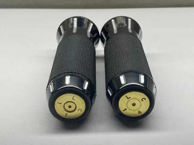 JT's Cycles 50 Cal BMG Bullet Black Contrast Hand Grips 1982-2020 Harley Models