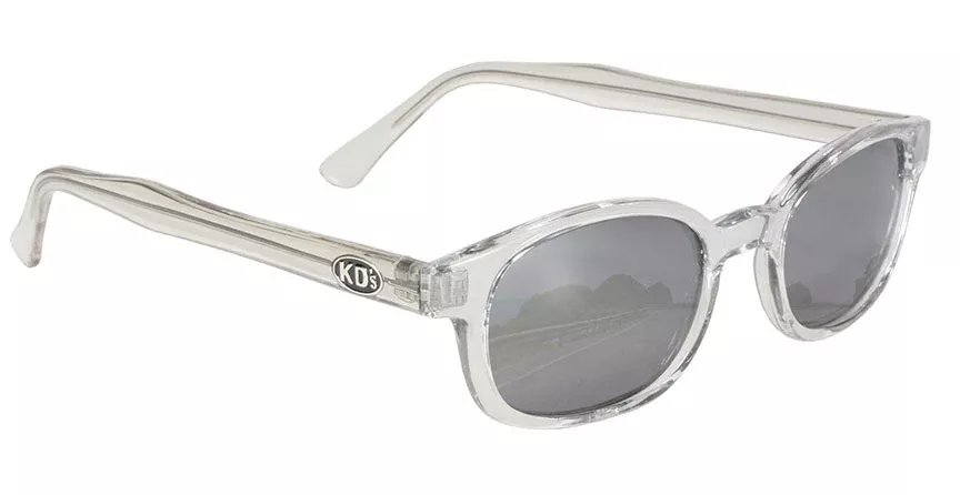 KD’s 1 Pair Chill Clear Frame Silver Mirror Lens Old School Biker Sunglasses