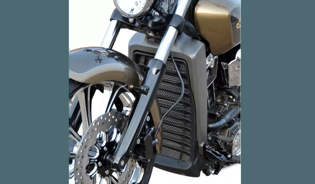 Klock Werks Outrider Aluminum Radiator Guard for ’15-24 Indian Scout – Chrome