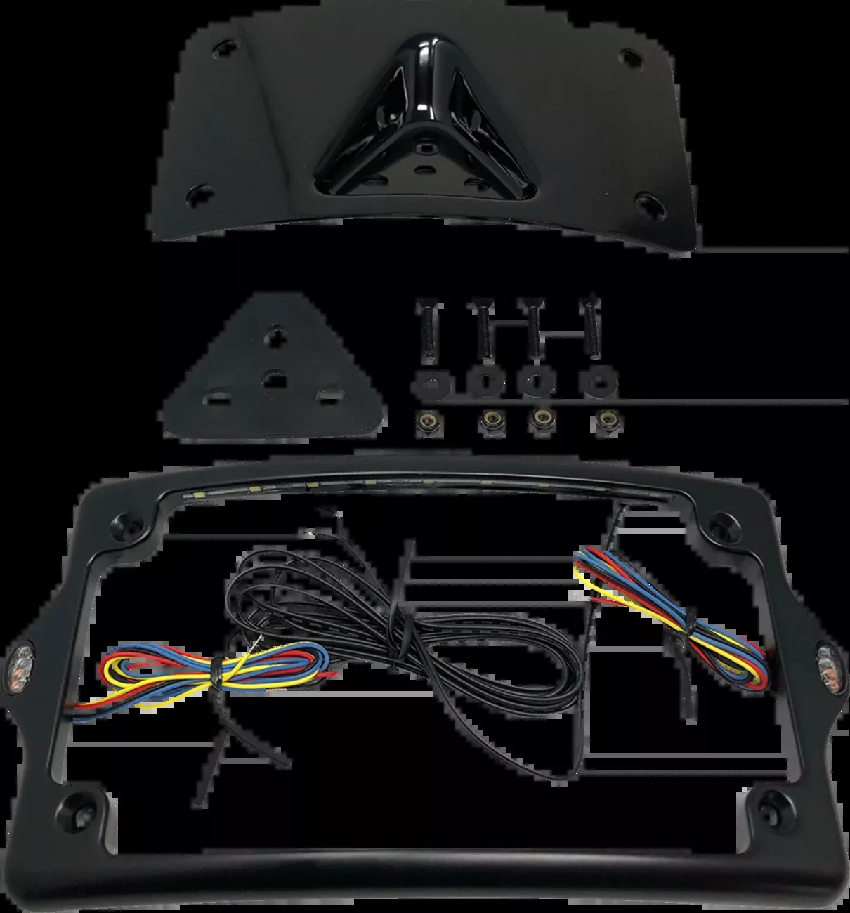 Kodlin Elypse Black Curved LED License Plate Kit for 3-Hole Mount Harley Models