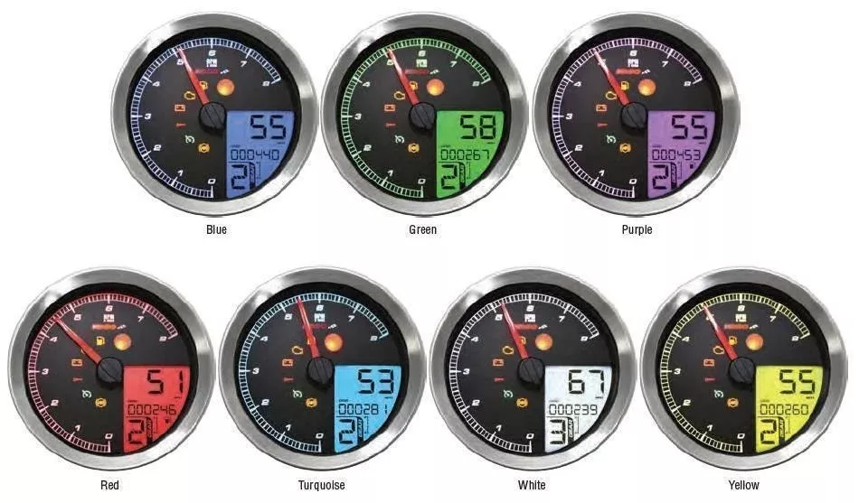 Koso BA051201 HD-04 Silver Bezel Speedometer/Tachometer 04-13 Harley Dyna & XL
