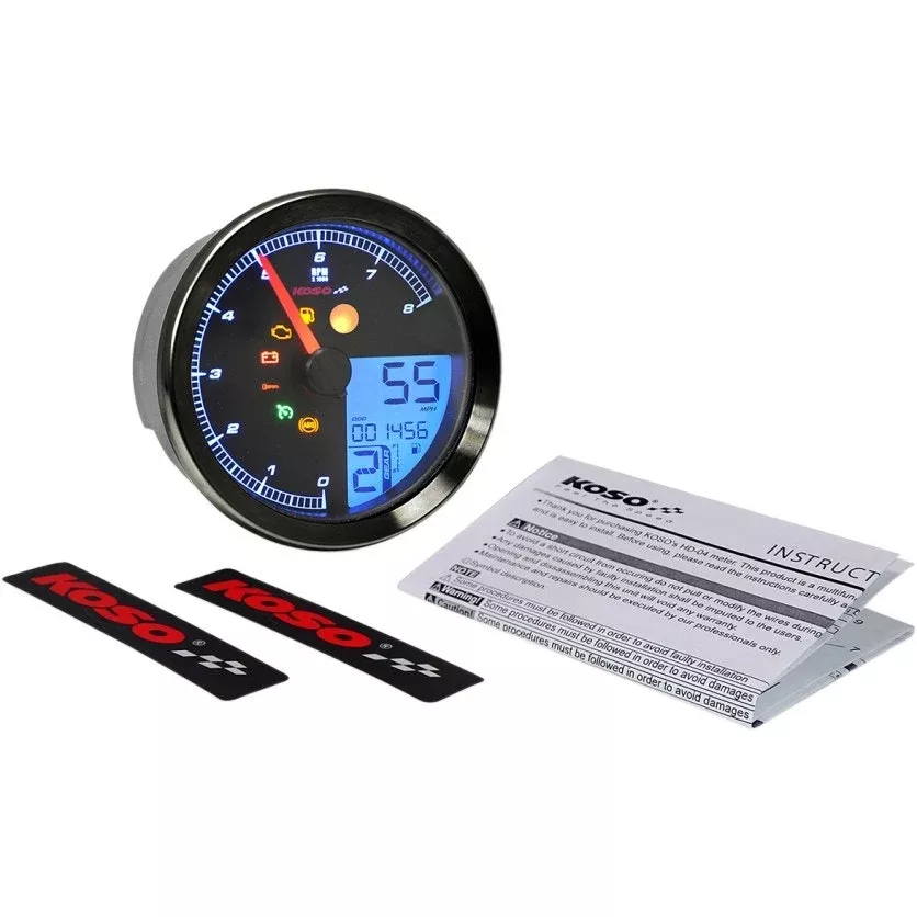 Koso BA051231 HD-04 Black Bezel Speedometer/Tachometer 11-19 Harley Softail Dyna