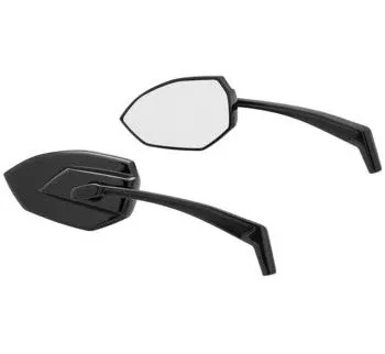 Kuryakyn 1963 Phantom Convex Glass Black Mirrors Pair Harley & Metric