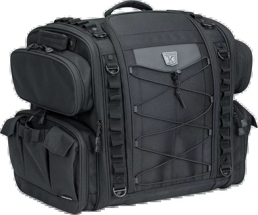 Kuryakyn 5284 Black Textile Momentum Road Warrior Rear Rack Bag for Harley