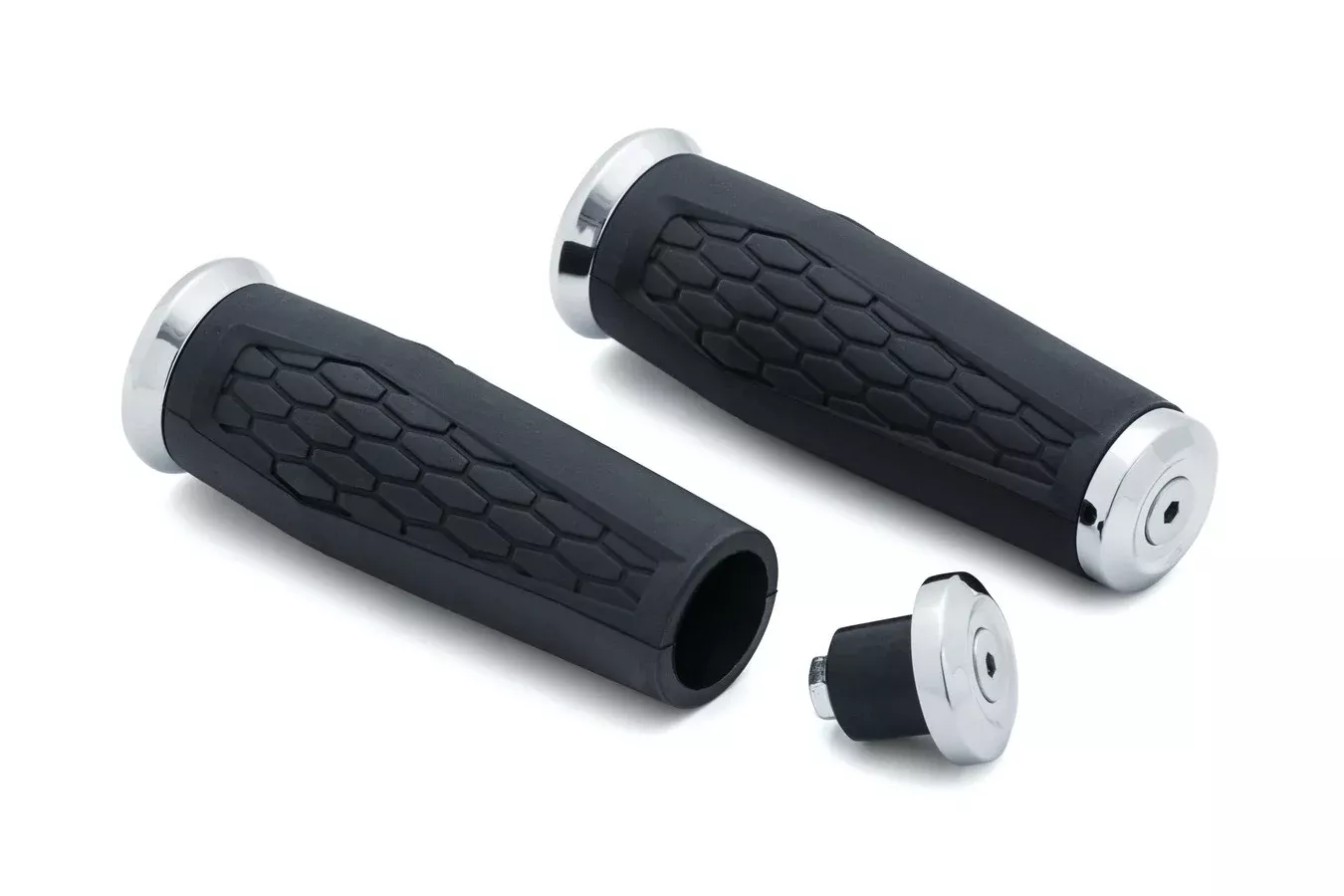 Kuryakyn 5926 Chrome Universal Hex Grips 1" Diameter w/ Open Ends Harley Metric