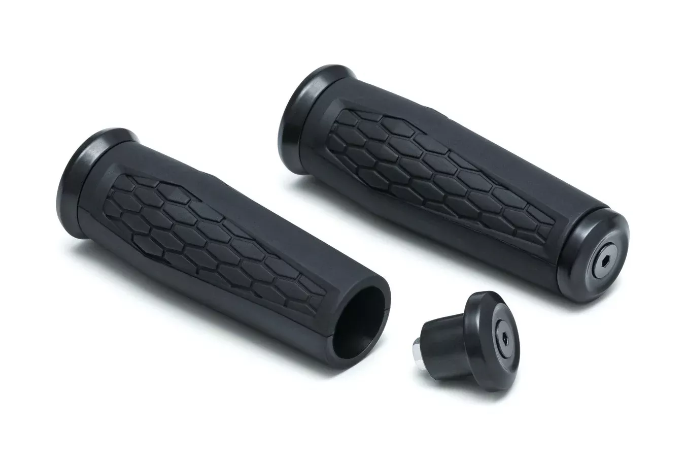 Kuryakyn 5927 Satin Black Universal Hex Grips 1" Diameter w/ Open Ends Harley