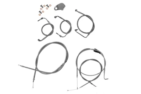 L.A. Choppers Cable Kit for '10-12 FXDWG, '12 FLD (w/o ABS) for use with 15"-17" Ape Hangers -Stainless