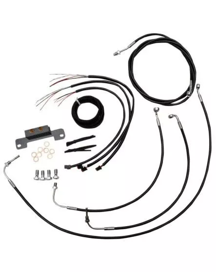 LA Choppers Complete Handlebar Cable Kit for '17-20 Harley-Davidson Touringwith 18"-20" Ape Hangers - Black Vinyl Stainless Braided NON ABS (Does Not Include Electronic Throttle Control Extension)