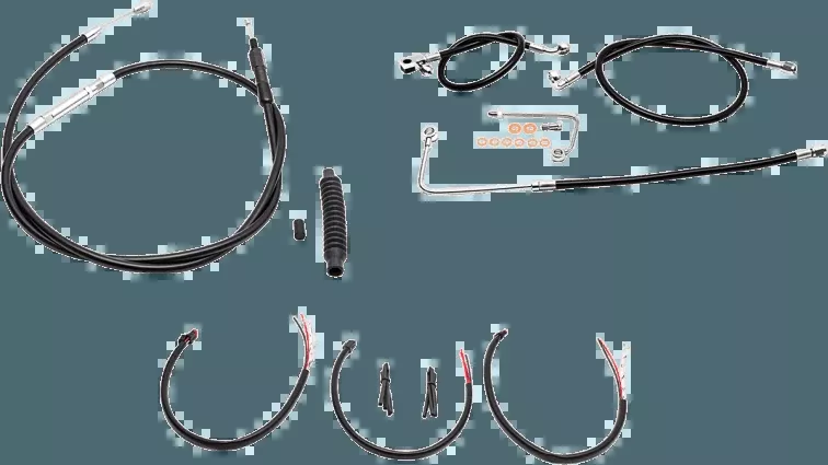 LA Choppers Complete Mini Apes Cable Kit for '16-17 Harley Davidson FLS, FLSTN,FLSTF/B, FLSTC with ABS - Black Stainless