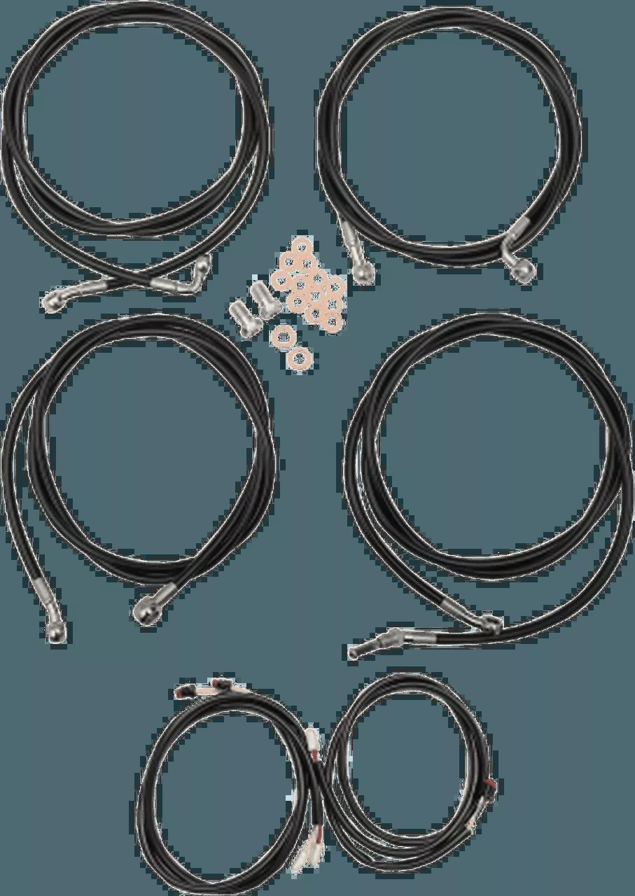 LA Choppers Complete Stainless Cable Kit for 12" to 14" Ape Hangers for '17-20 Harley Davidson Touring with ABS - Black Vinyl/Stainless