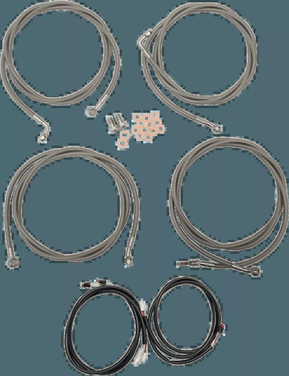 LA Choppers Complete Stainless Cable Kit for 18" to 20" Ape Hangers for '17-20 Harley Davidson Touring with ABS - Stainless Braided
