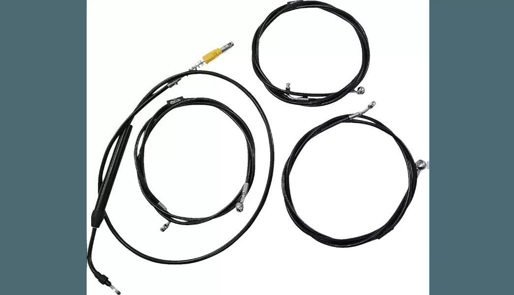 LA Choppers Standard Black Vinyl Braided Handlebar Cable/Brake Line Kit 12-14" Ape Hanger for '21-22 Harley Davidson Road Glide and Road King Models