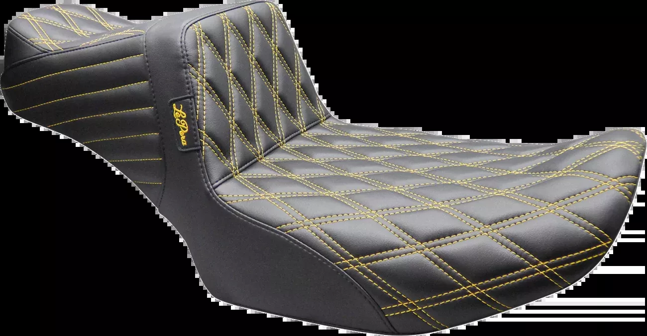 LE PERA Tailwhip Daddy Long Legs Seat - Double Diamond - Gold Stitch - FLT/FLH '23-'26 - LV-587DLDD-GD02