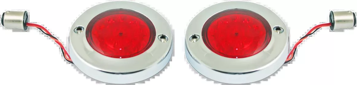 LED Flat Turn Signals - 1156 - Chrome - Red Lens