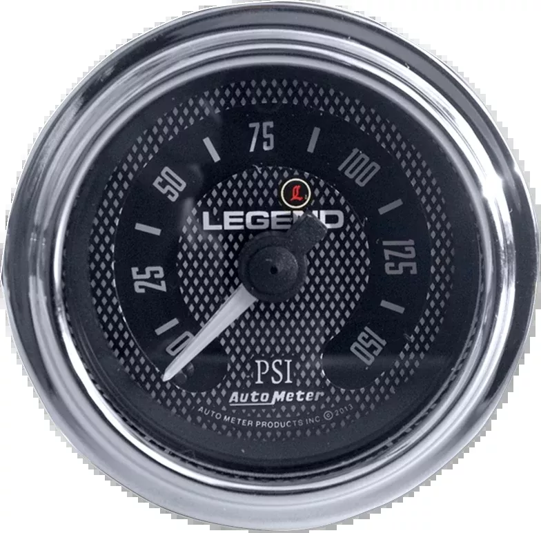 Legend Diamond Cut Fairing Mount 0-150 PSI Air Pressure Gauge for Harley Touring