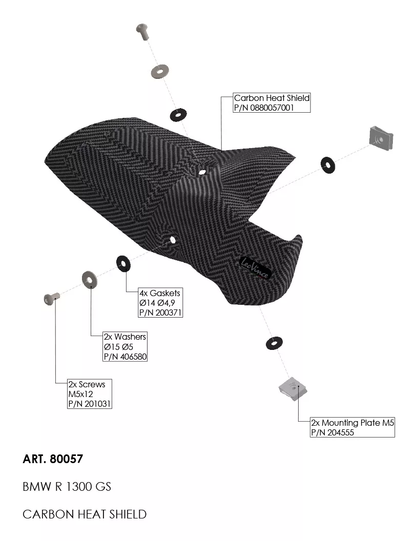 LeoVince Carbon Fiber Heat Shield BMW R1300GS 2024-2026