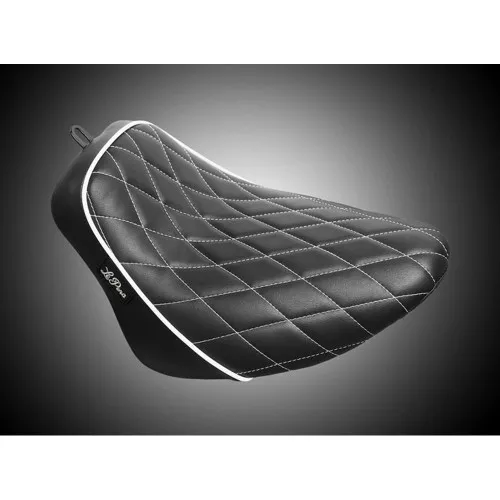 LePera Bare Bones Solo Seat for 2018-2024 Harley Fat Boy - Diamond/White Piping