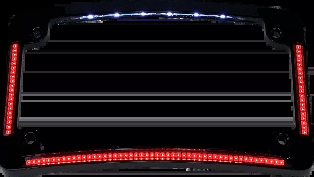 License Plate Frame - Red/White LED - Gloss Black