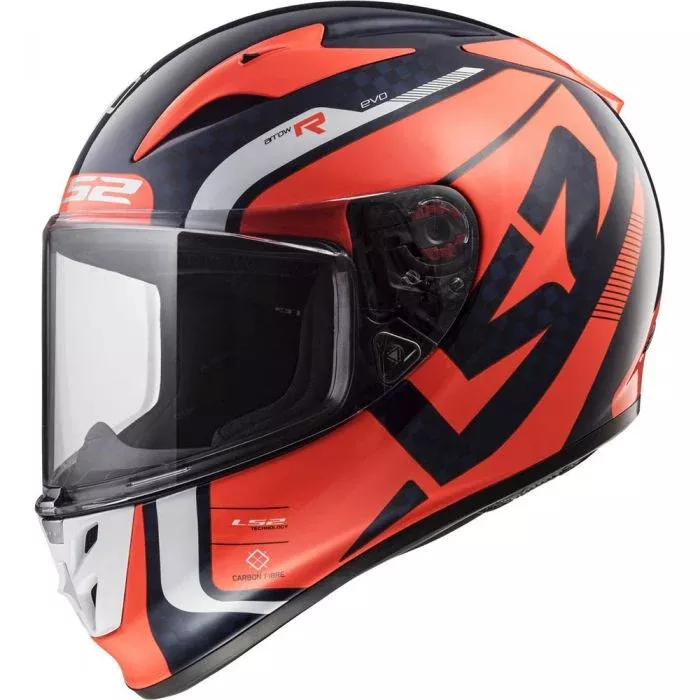 LS2 Arrow Sting Helmet (Blue Carbon/Orange) L