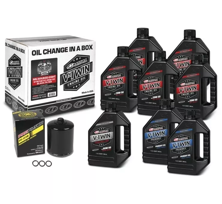 Maxima 90-129018PB Oil Change Kit w/ Black ProFilter 17-Up Harley Milwaukee-8 M8