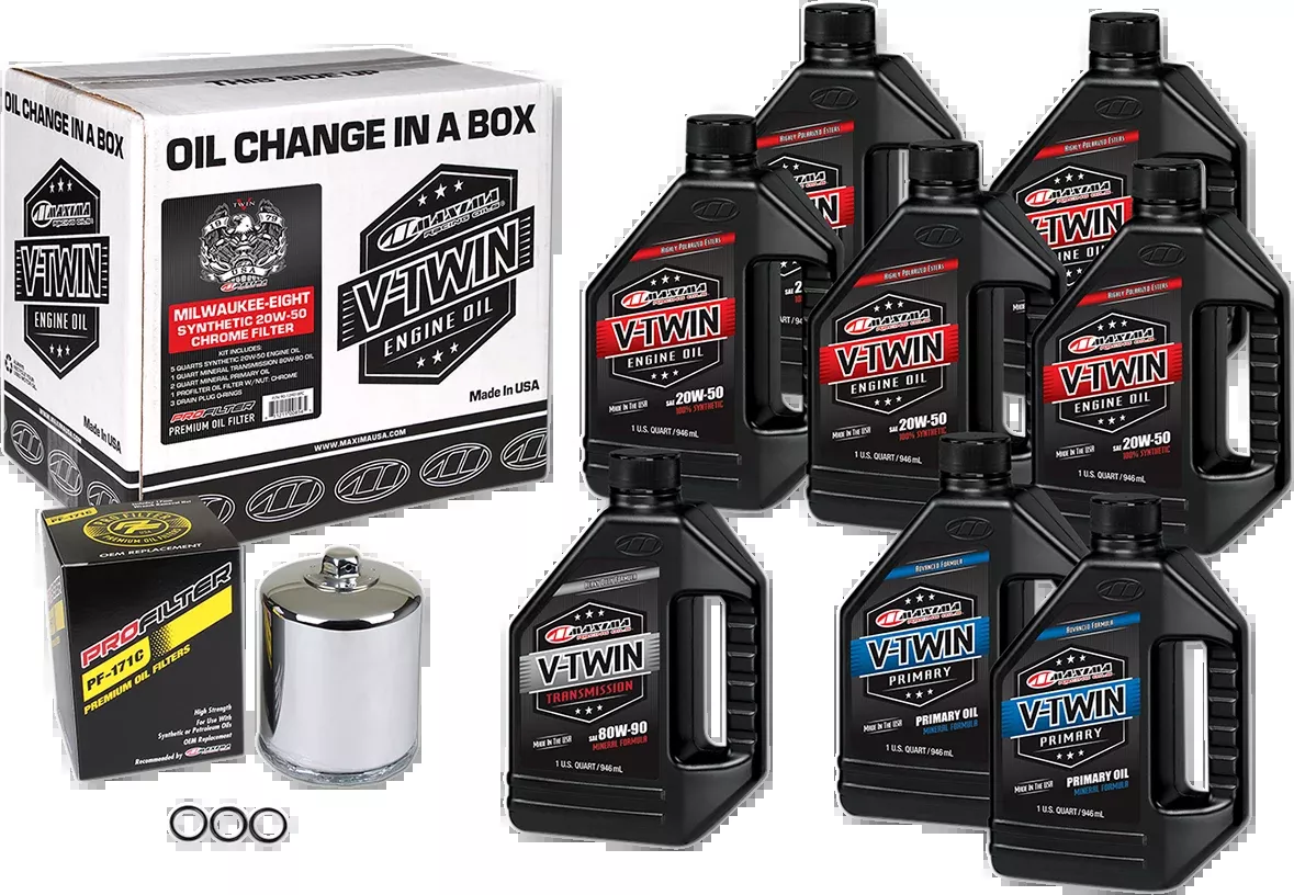 Maxima M8 Oil Change Kit & Chrome Filter 2017-2021 Harley Touring Softail Models