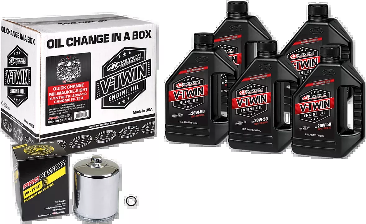 Maxima M8 Oil Quick Change Kit & Chrome Filter for 2017-2022 Harley Davidson M8