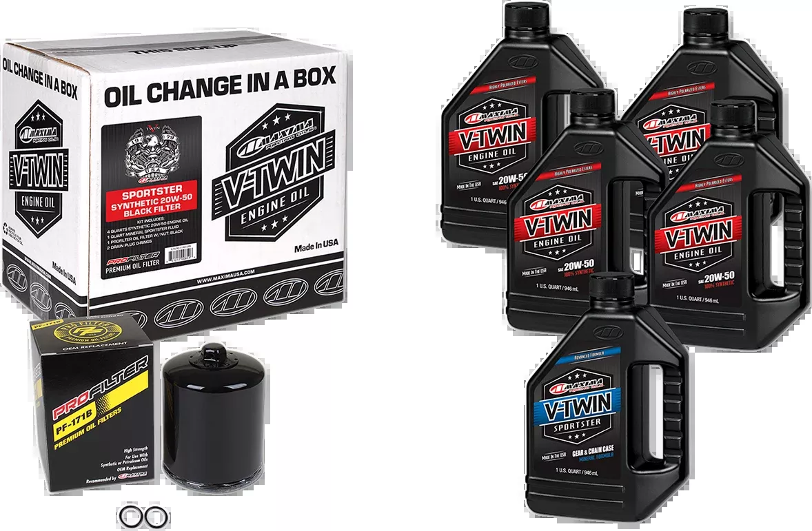 Maxima Quick Oil Change Kit & Black Filter for 1986-2022 Harley Touring Softail XL
