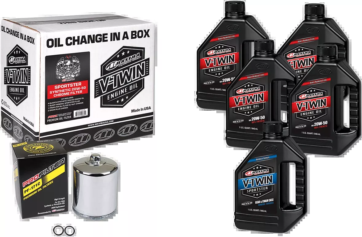 Maxima Quick Oil Change Kit & Chrome Filter for 1984-2022 Harley Touring Softail