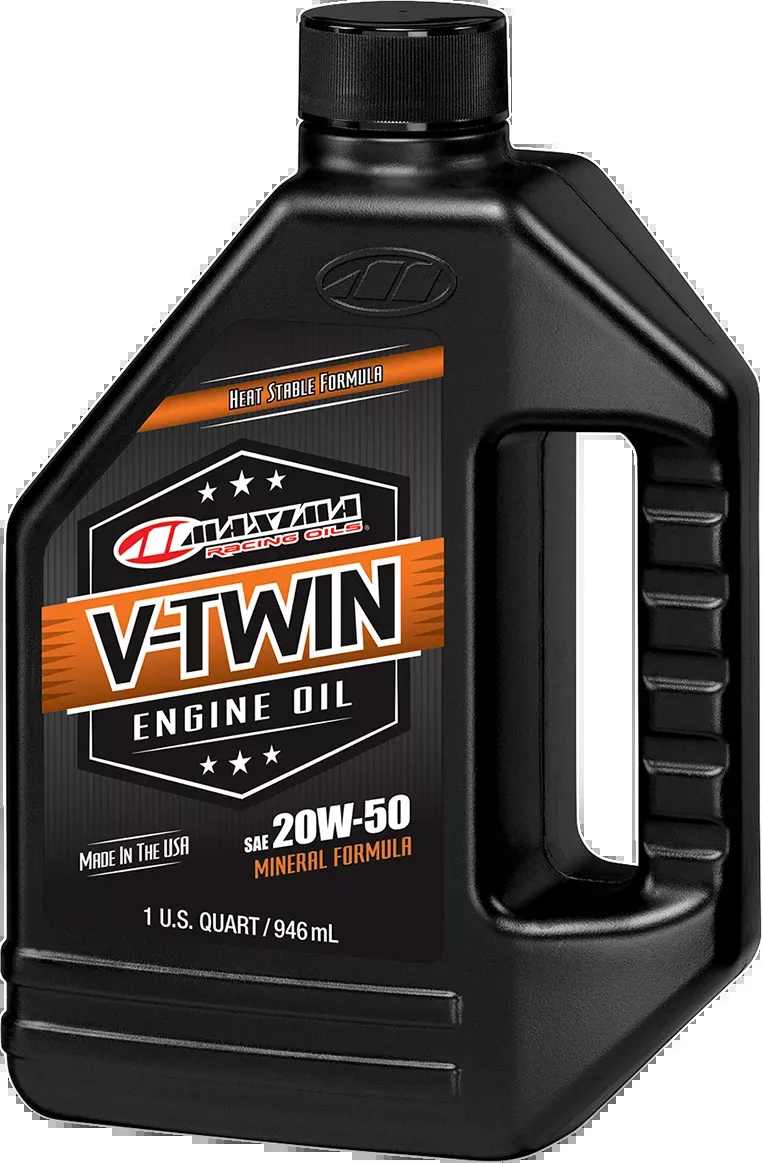 Maxima Racing 1 Quart Conventional Mineral 20W-50 Motorcycle V-Twin Engine Oil