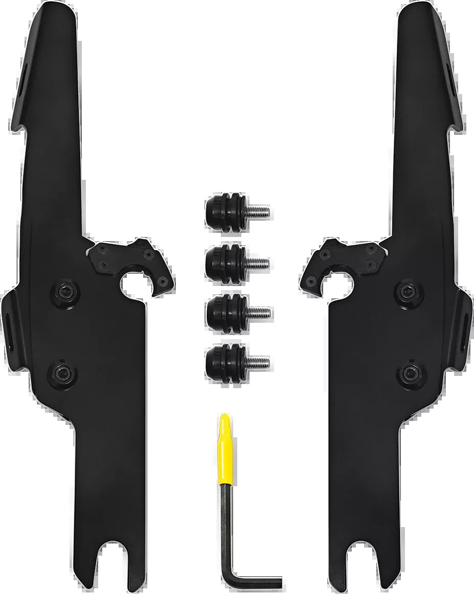 Memphis Shades Black Batwing Fairing Mount Kit for 2004-2024 Harley Road King