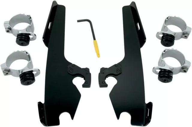 Memphis Shades Black Trigger Lock Fairing Mount Kit 80-13 Harley Softail DYNA