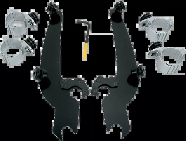 Memphis Shades Black Trigger Lock Windshield Mount Kit 1973-2022 Harley Dyna FXR