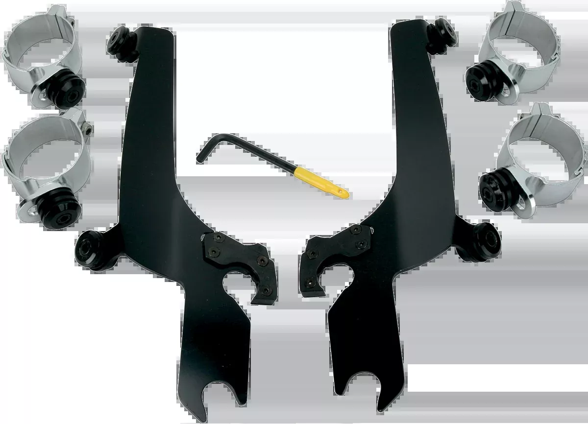 Memphis Shades Black Trigger Lock Windshield Mount Kit 2006-17 Harley Dyna FXDF