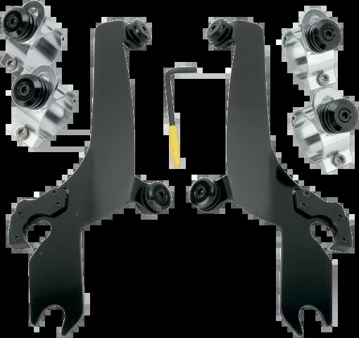 Memphis Shades Black Trigger Lock Windshield Mount Kit 80-13 Harley FXDWG FXST