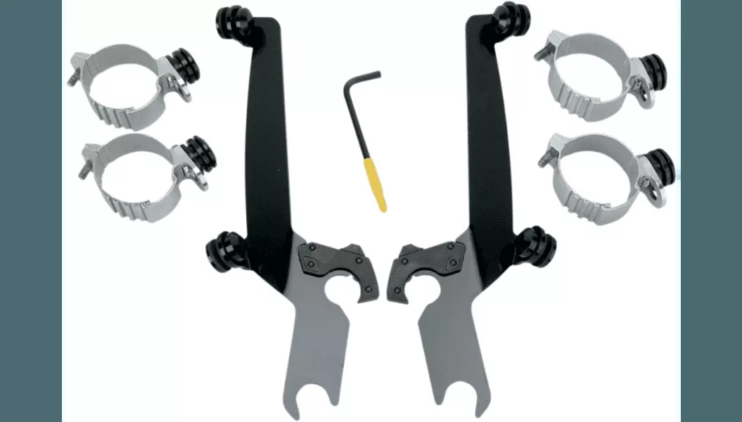 Memphis Shades Sportshield Windshield Quick Change Mounting KitforALL FXD, FXDC,FXCW,FXCWC'06-Up (except FXDWG) -Black